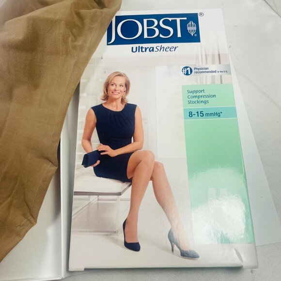 Jobst UltraSheer Support Knee-High Compression Stockings 8-15 mmHg Silky Beige - Picture 3 of 6
